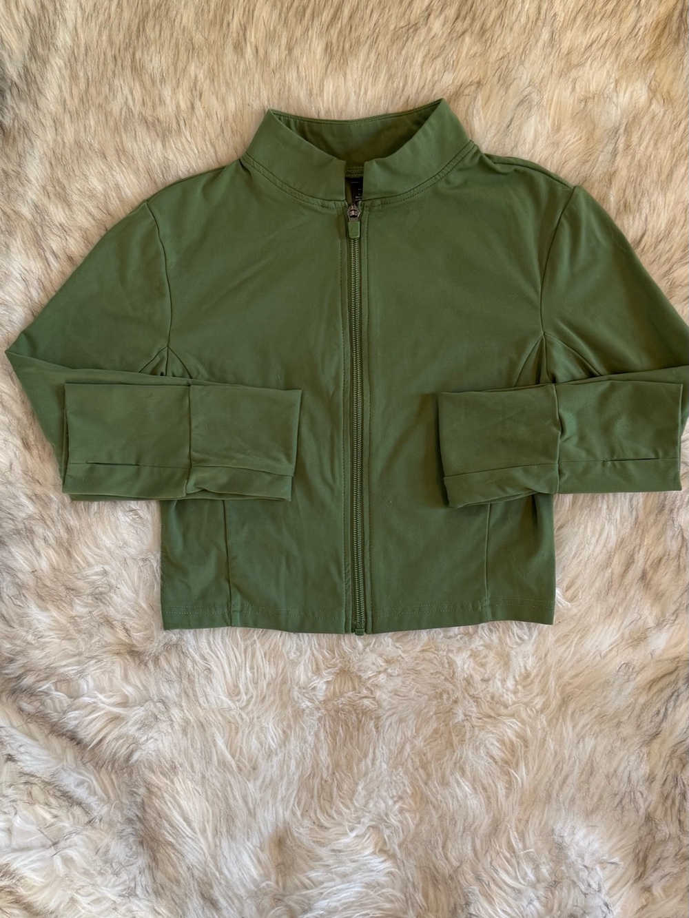 Balance cropped Olive Green Zip-Front Women's Jacket